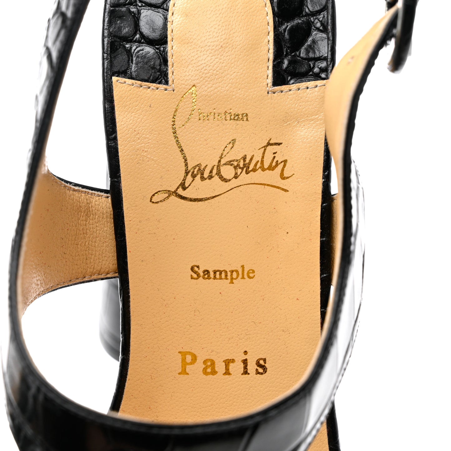 Calfskin Crocodile Embossed Foolish Platform Sandals 39 Black