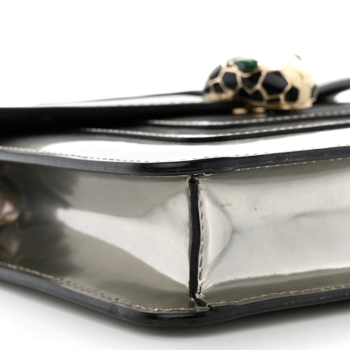 Metallic Calfskin Small Serpenti Forever Snake Strap Crossbody Bag Silver