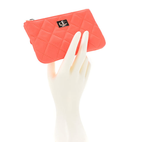 Goatskin Quilted Small Reissue Cosmetic Case Orange
