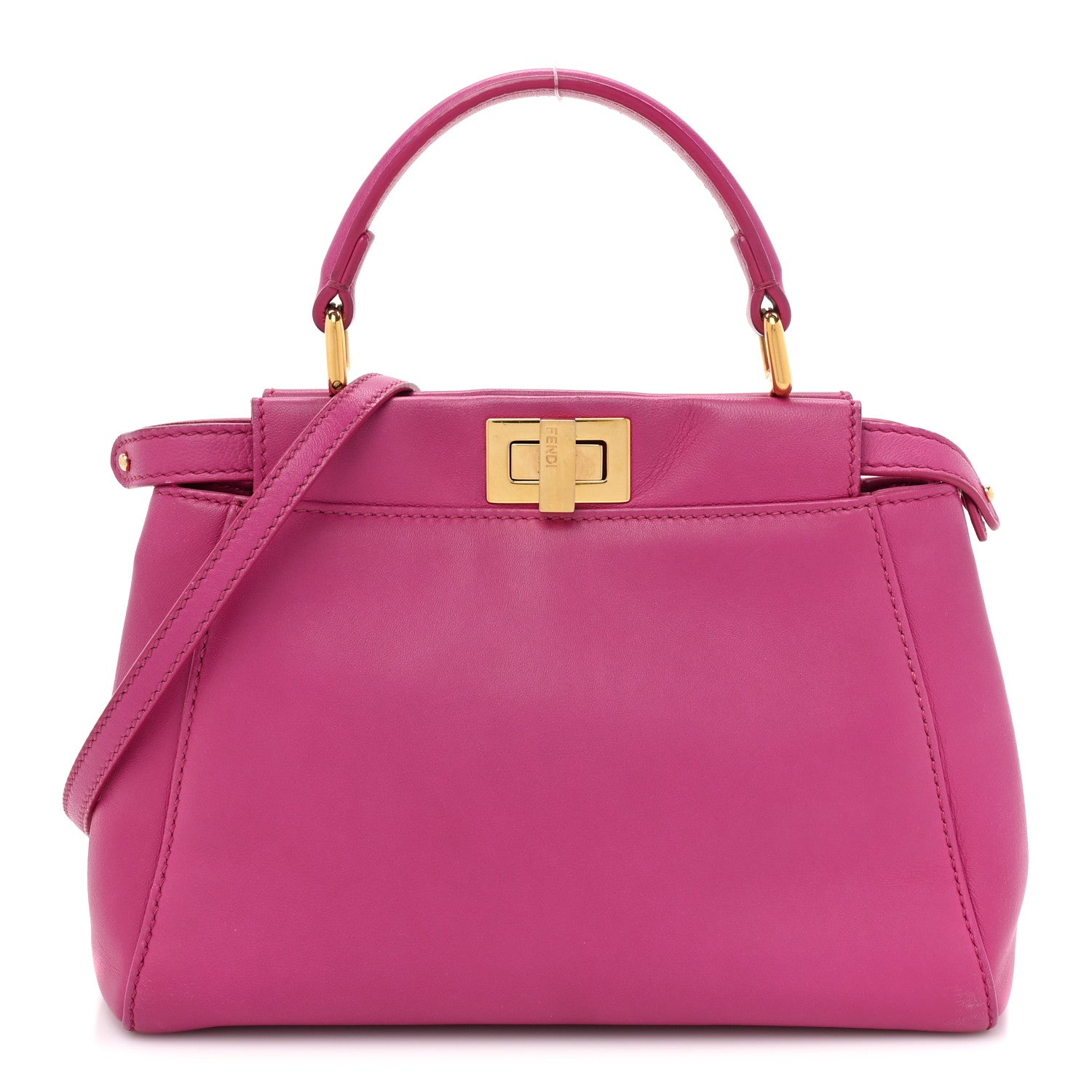 Fendi Nappa Mini Peekaboo Iconic Satchel Magenta 1 of 15