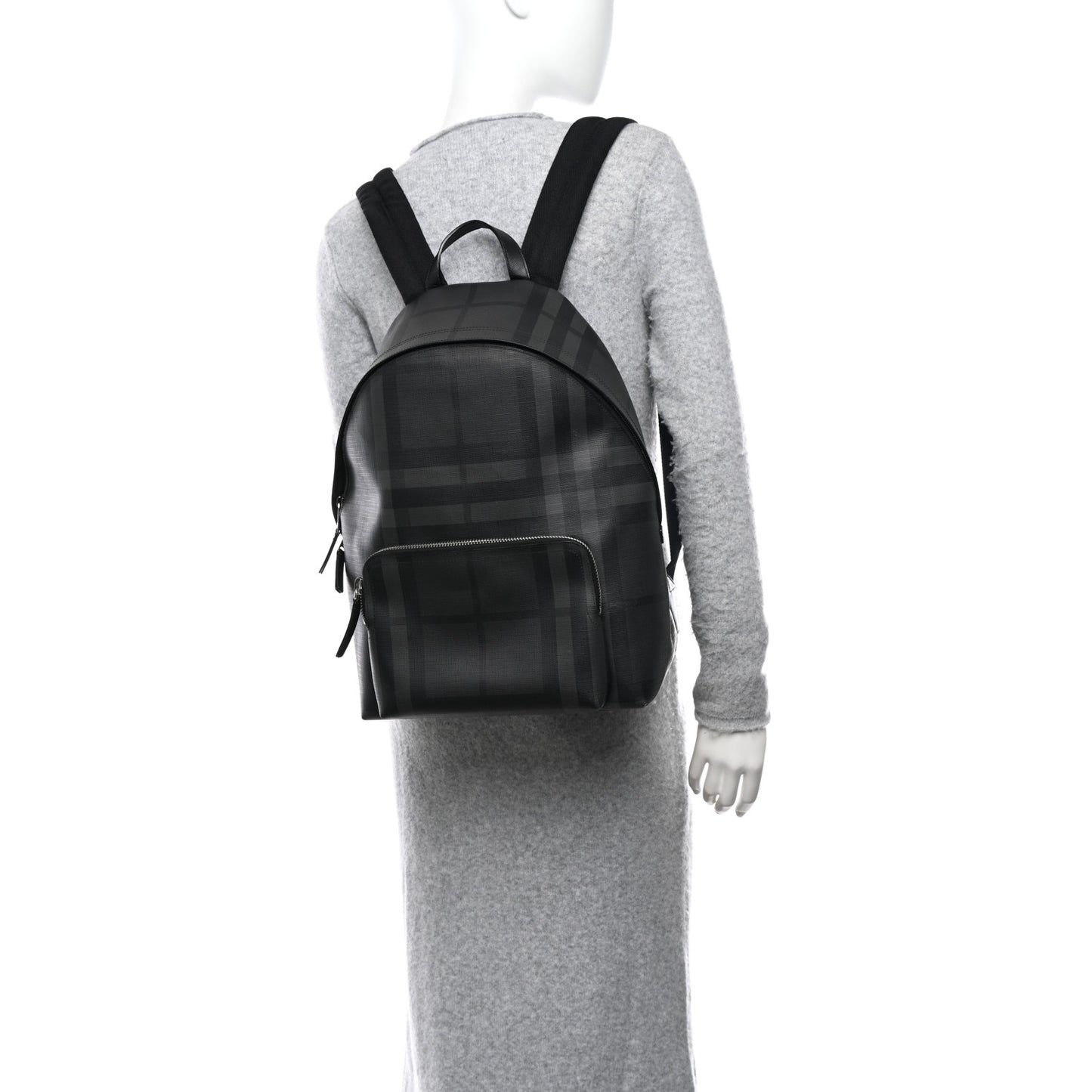 PVC Check Abbeydale Simple Backpack Black Grey