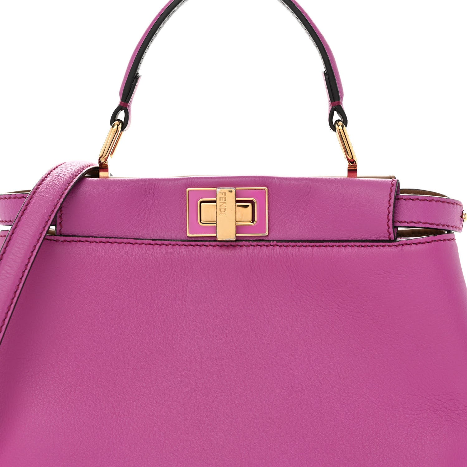 Fendi Vitello Seta Nappa Plexiglass Bi-Color Mini Peekaboo Iconic Satchel Bouganville Sand 8 of 13