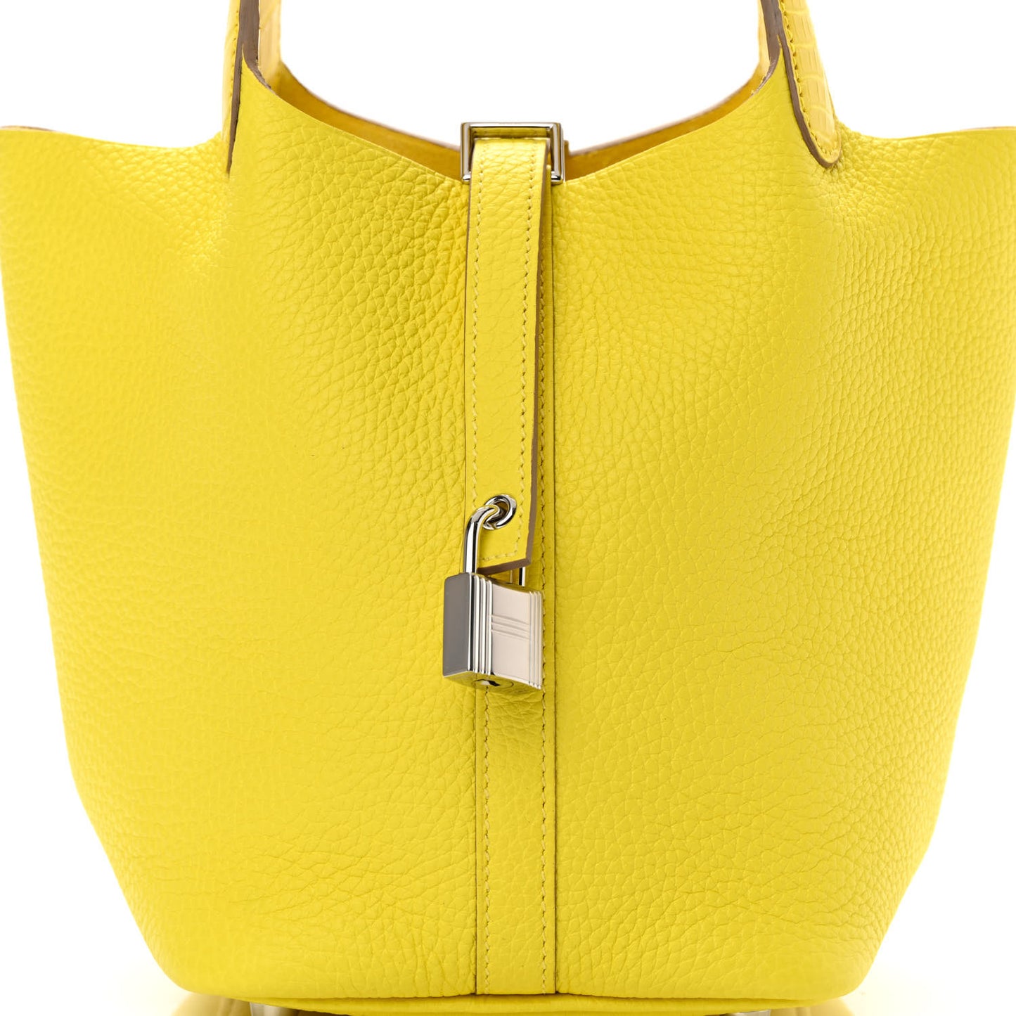 Taurillon Clemence Matte Alligator Picotin Lock Touch 18 PM Mimosa