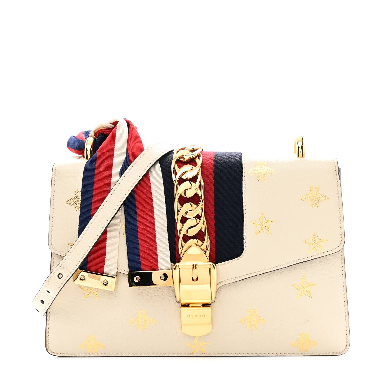 Gucci Mystic White Leather strap with Gold Accents for Sylvie GUCCI Sylvie Mini Leather Top Handle Crossbody Bag White 470270 main image 3