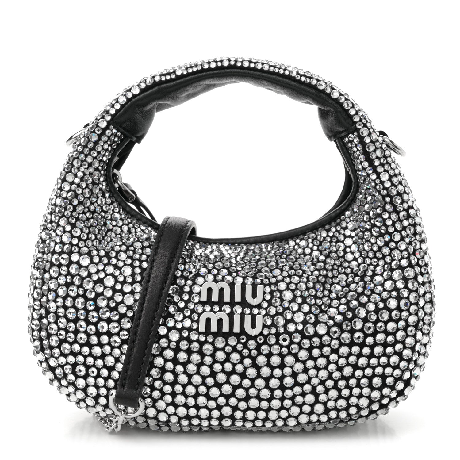 Miu Miu Crystal Silk Starlight Mini Wander Hobo Black 1 of 9