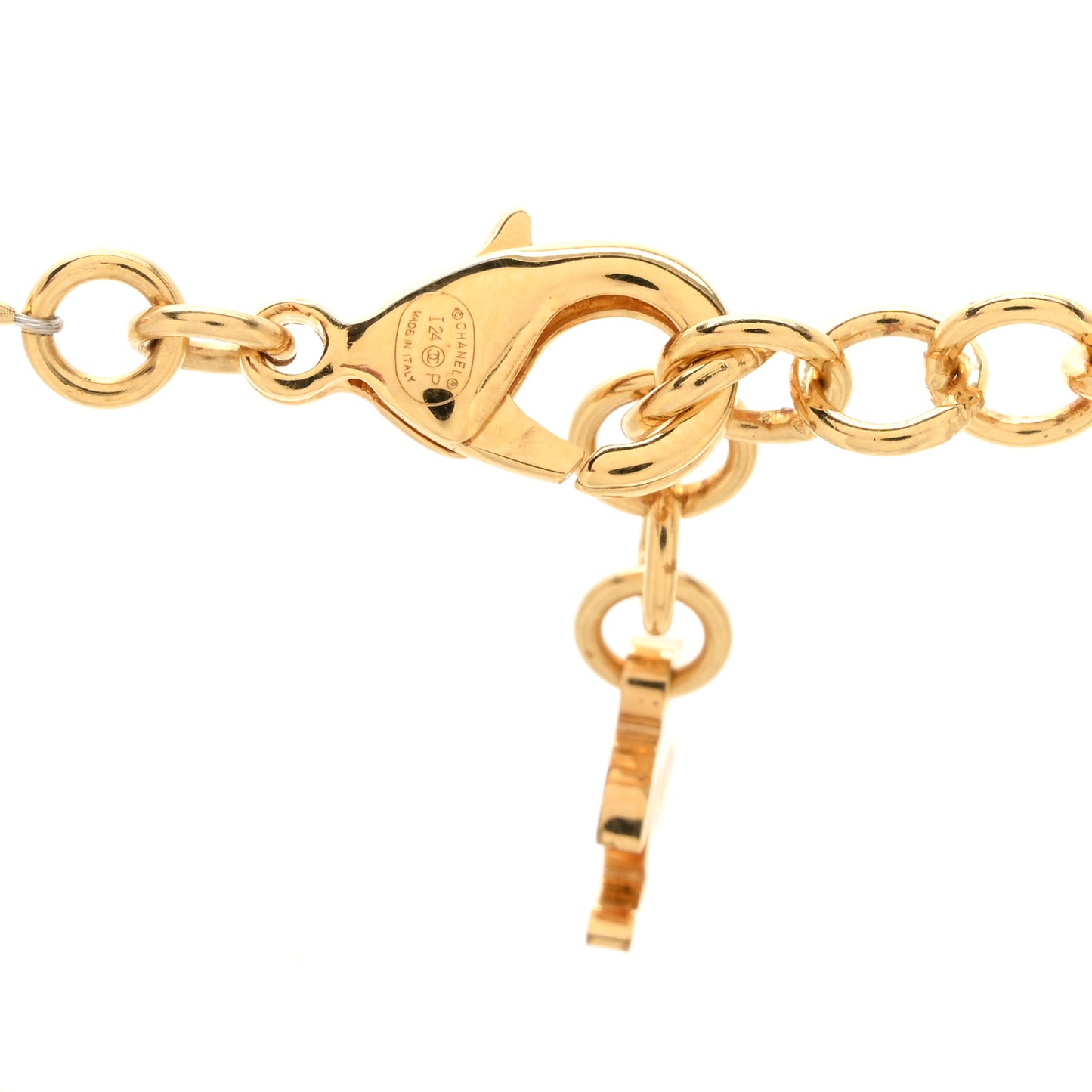 Metal Denim CC Heart Choker Gold Blue Pearly White