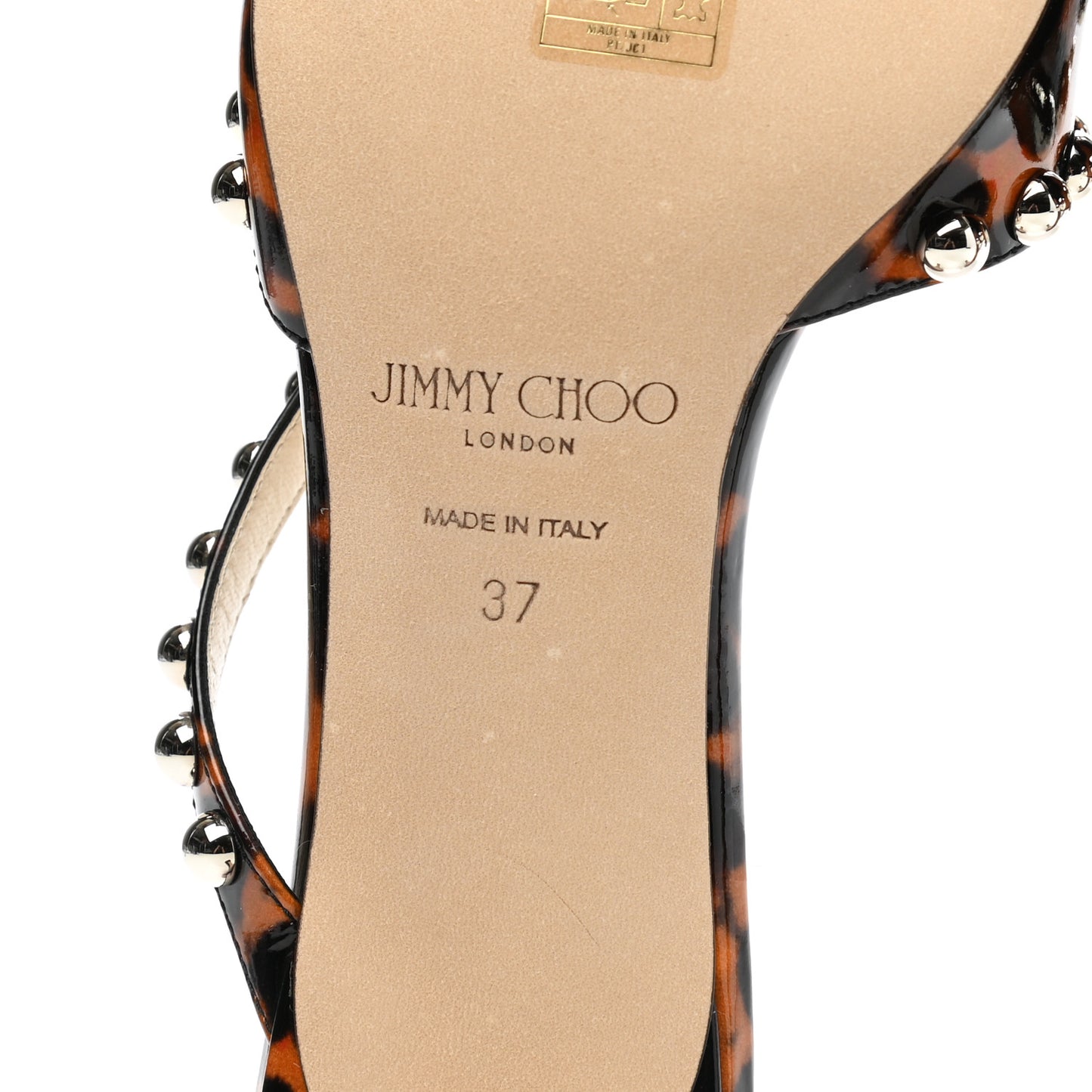 Patent Leopard Print Embellished Ros 35 Pumps 37 Cognac