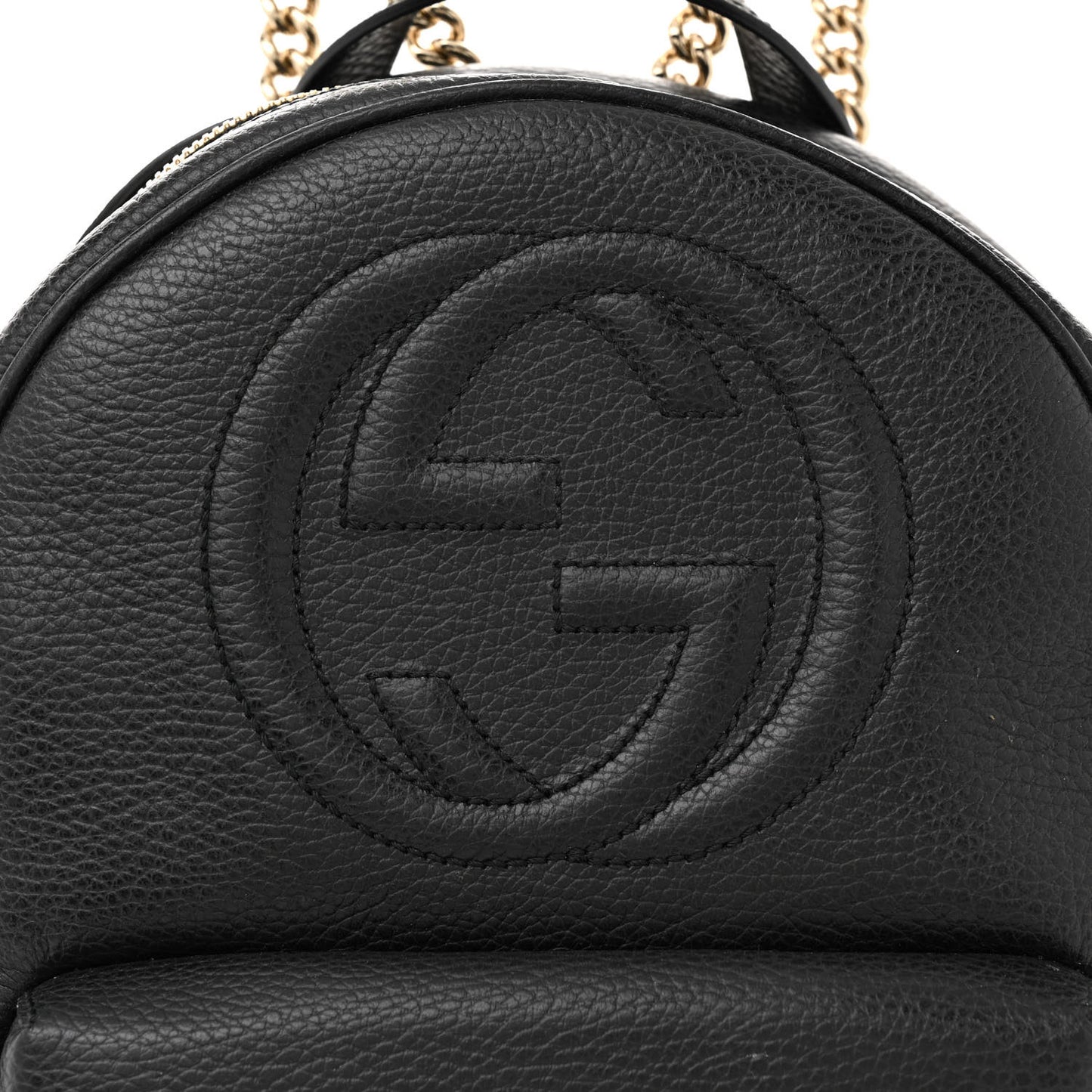 Pebbled Calfskin Soho Chain Backpack Black