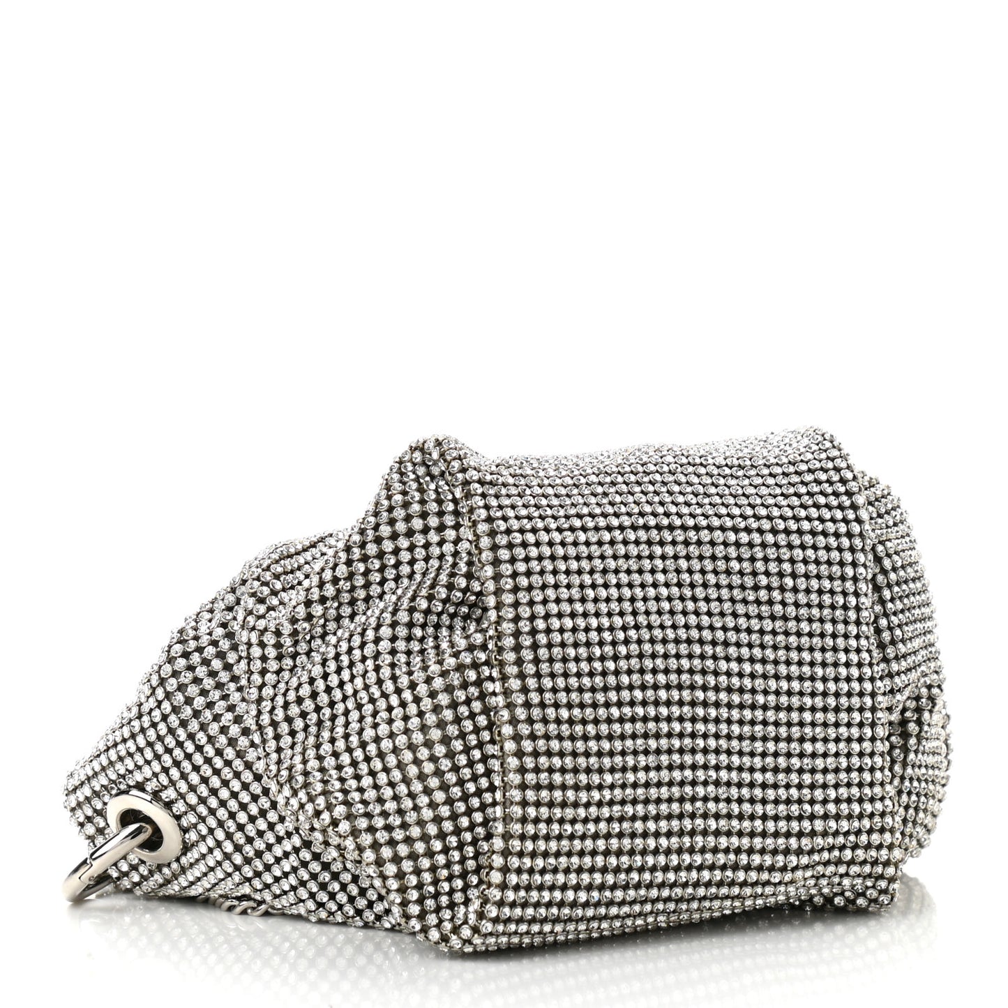 Satin Crystal Embellished Bonny Shoulder Bag Silver