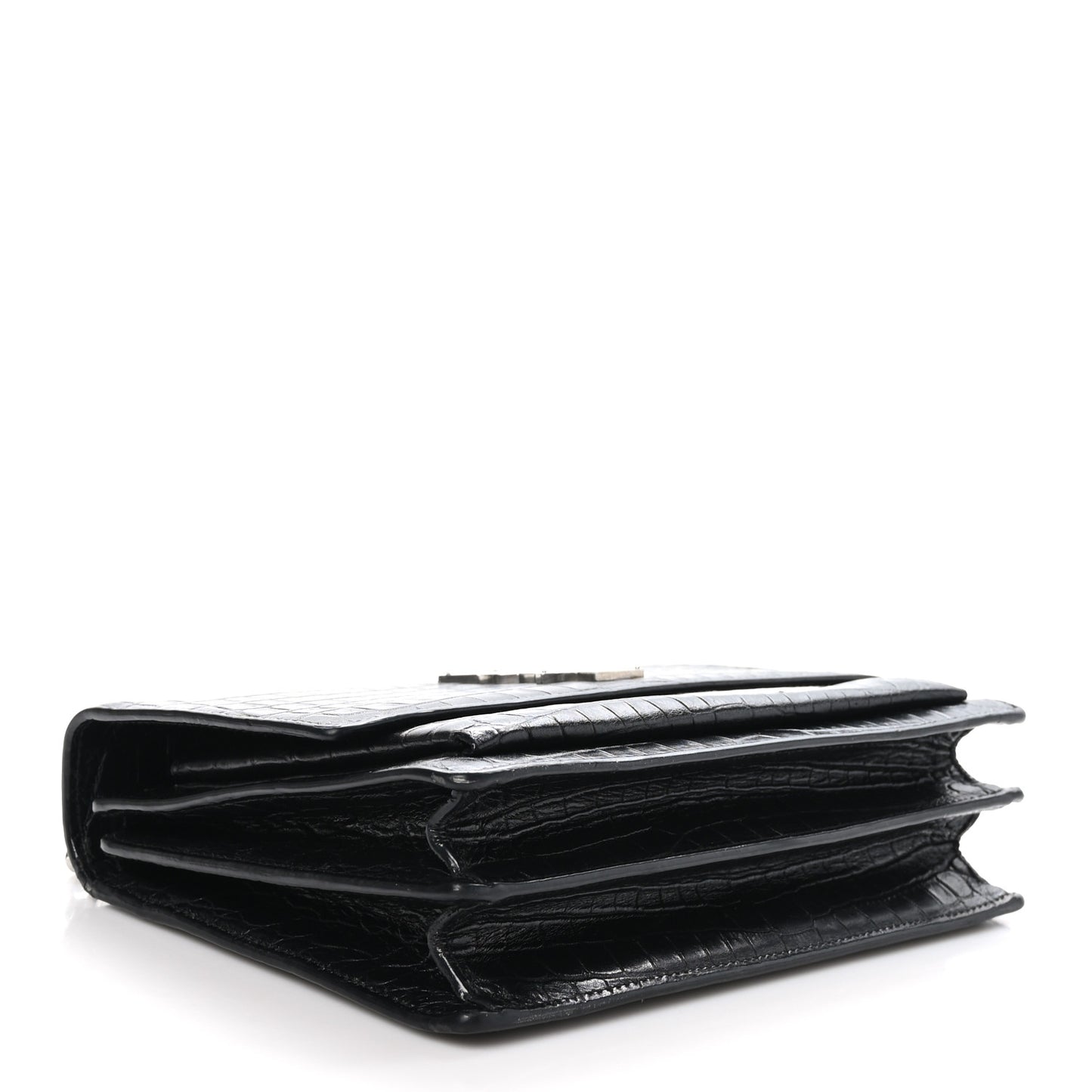 Calfskin Crocodile Embossed Medium Monogram Sunset Black