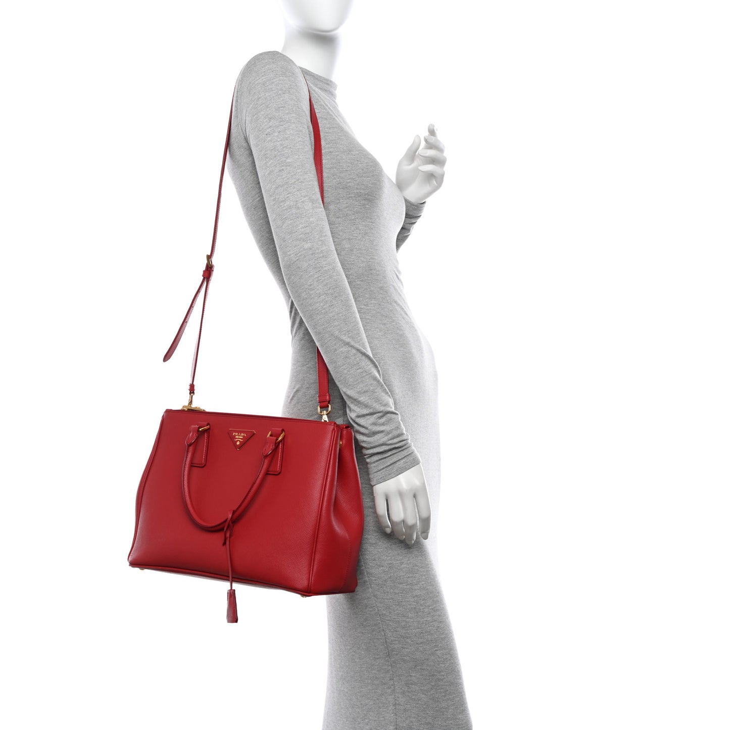 Saffiano Small Galleria Double Zip Tote Fuoco