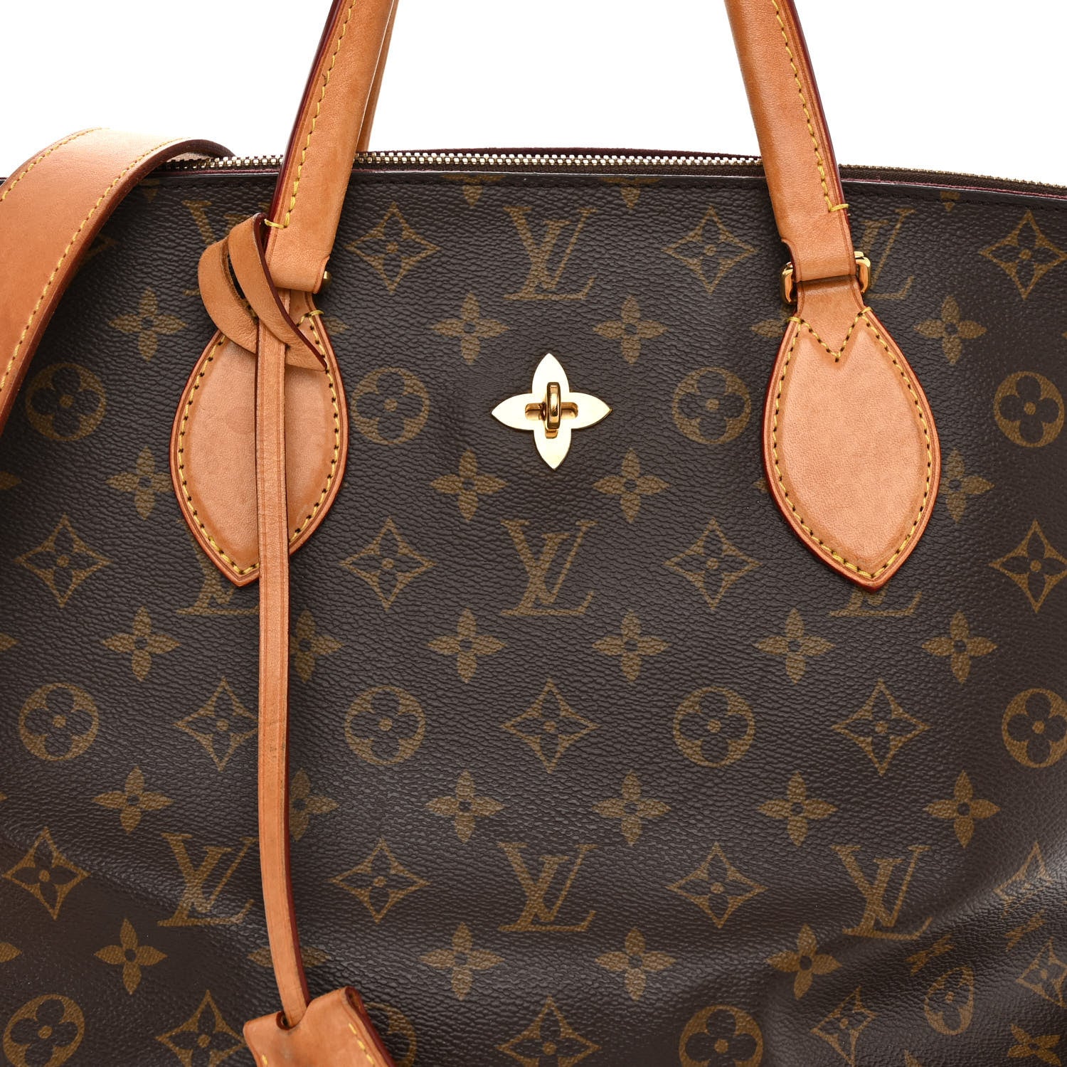 Louis Vuitton LOUIS VUITTON Monogram Flower Zipped Tote MM Beige 7 of 11