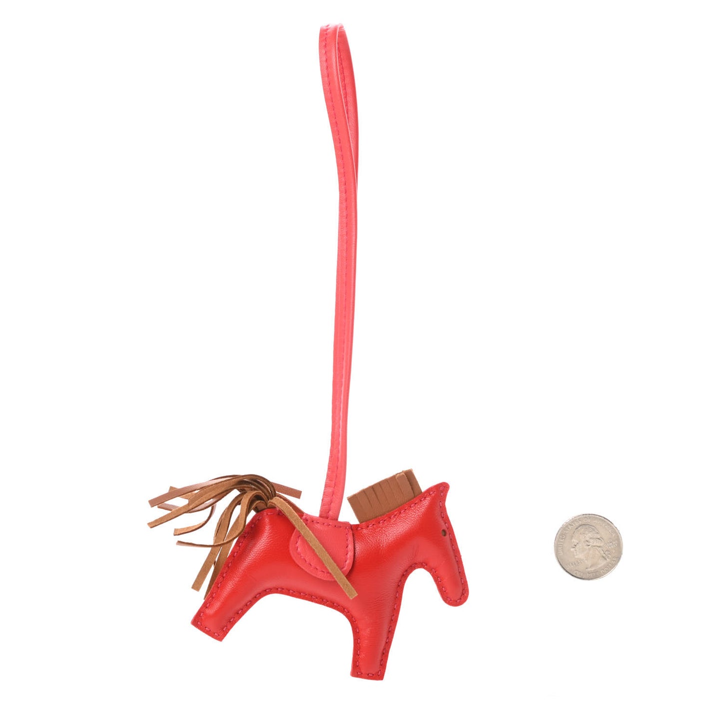 Milo Lambskin Grigri Rodeo Horse Bag Charm PM Rouge Indien Gold Bougainvillea