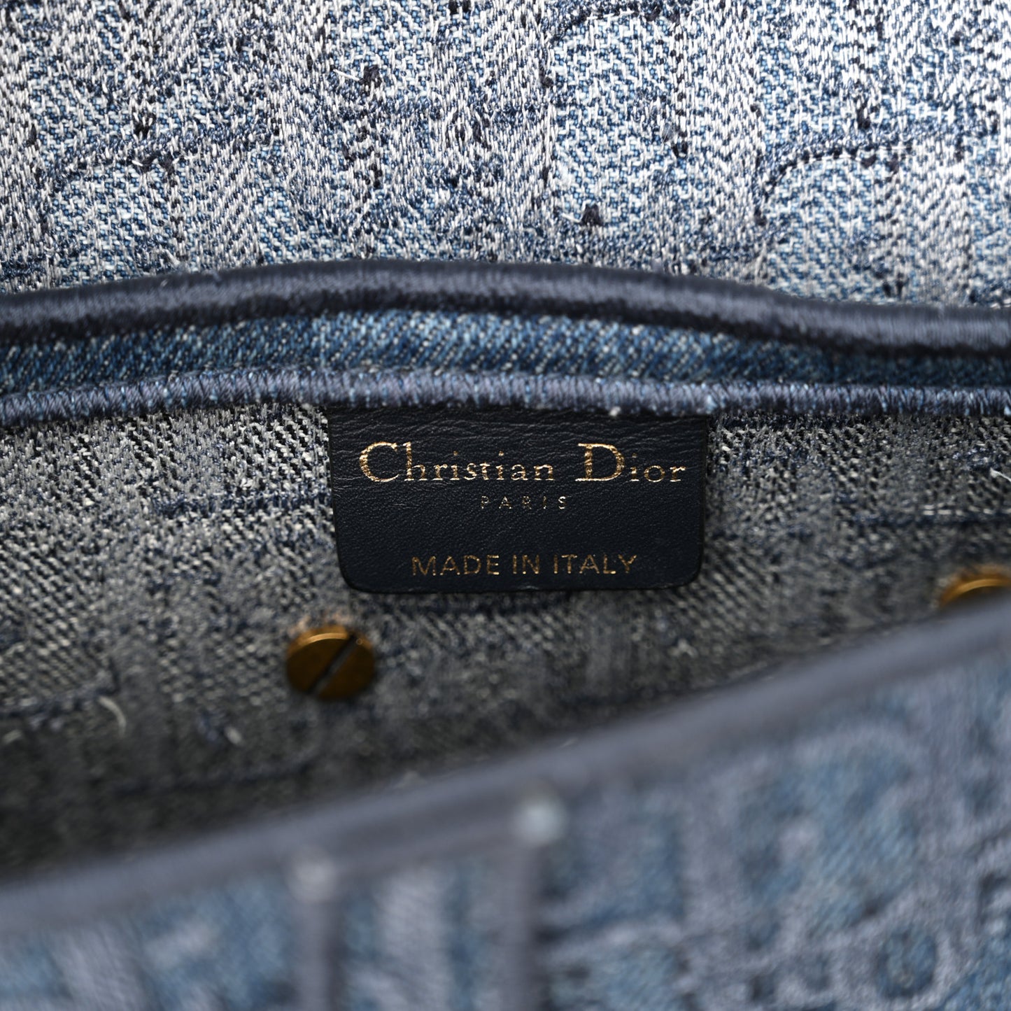 Oblique Embroidered Saddle Bag Denim Blue