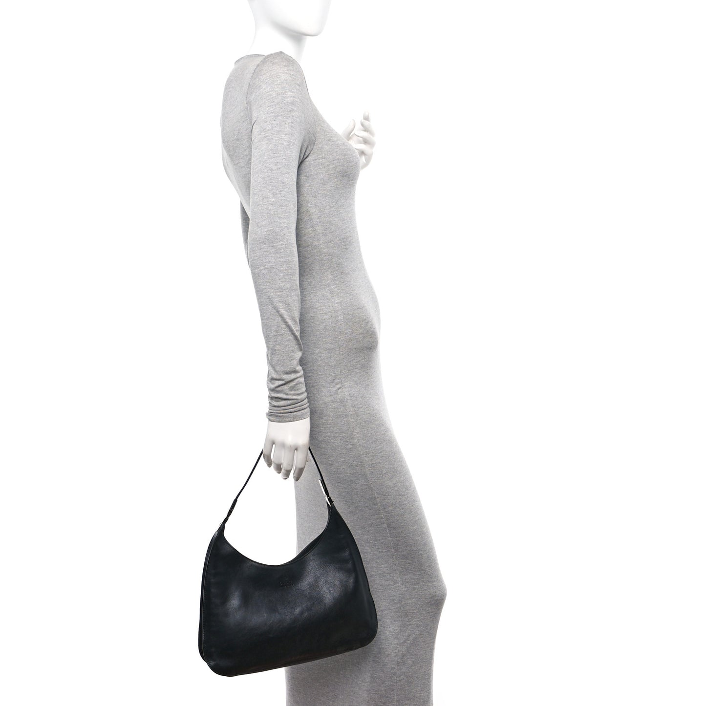 Calfskin Logo Hobo Bag Black