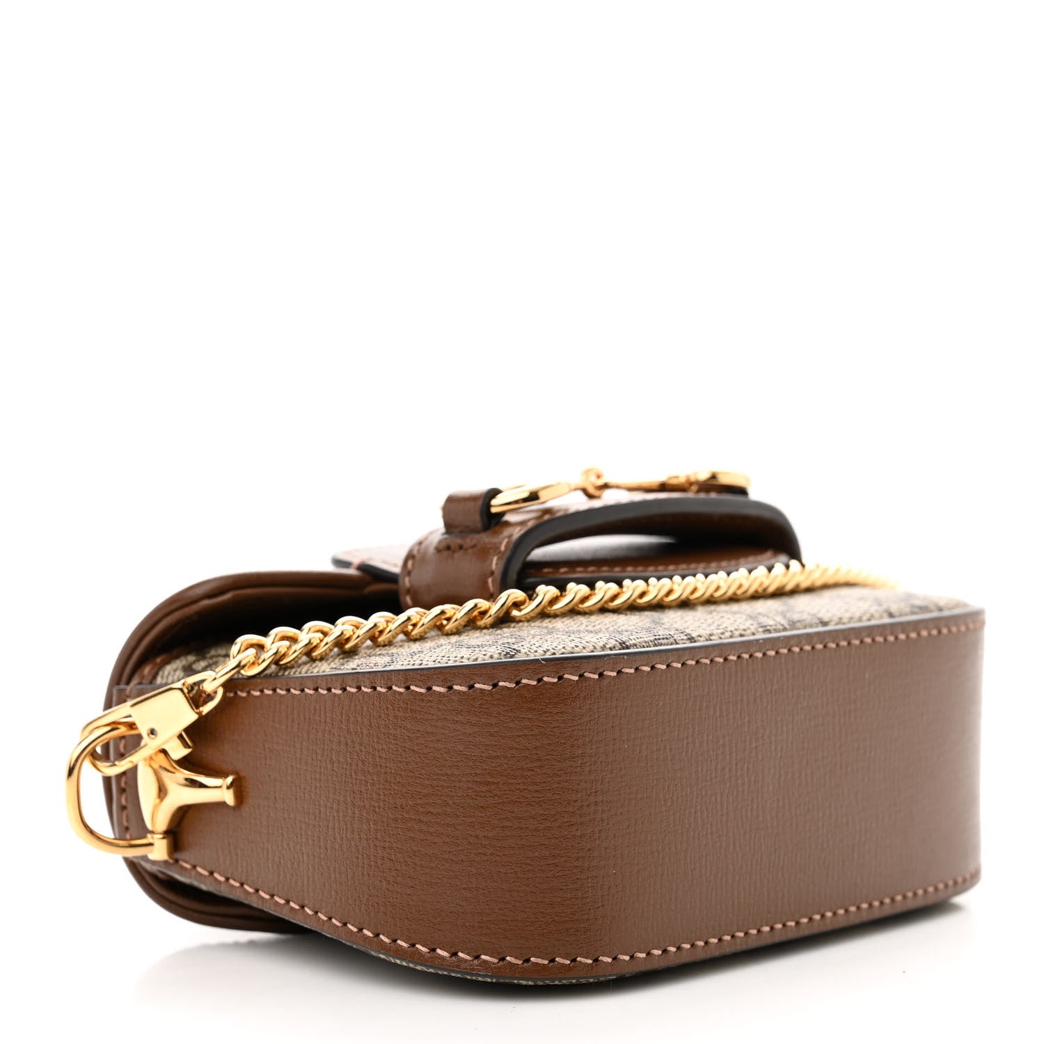 Gucci GG Supreme Monogram Azalea Calfskin Web Horsebit 1955 Wallet On Strap Beige Ebony Brown Sugar 4 of 13