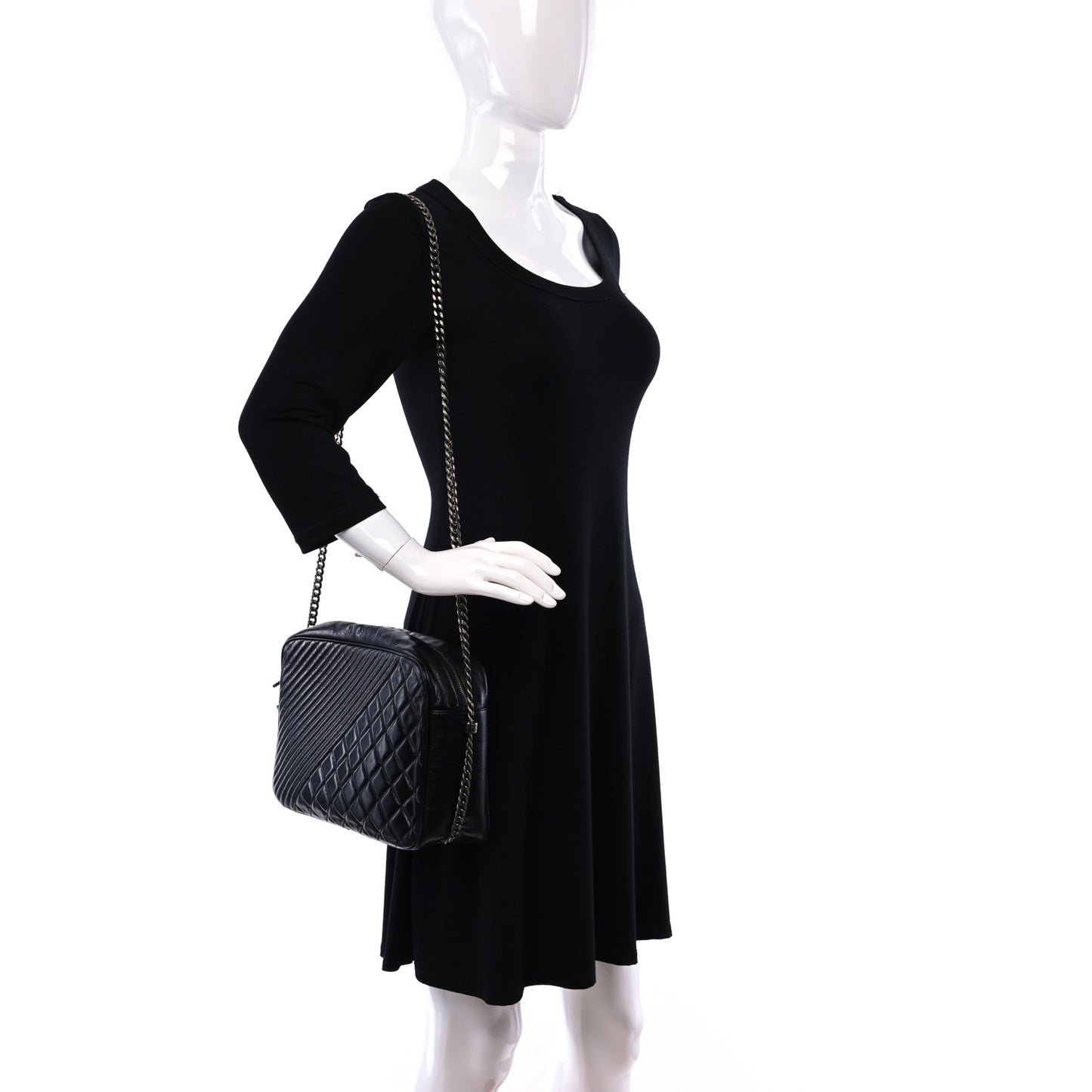 Glazed Calfskin Coco Boy Camera Case Black
