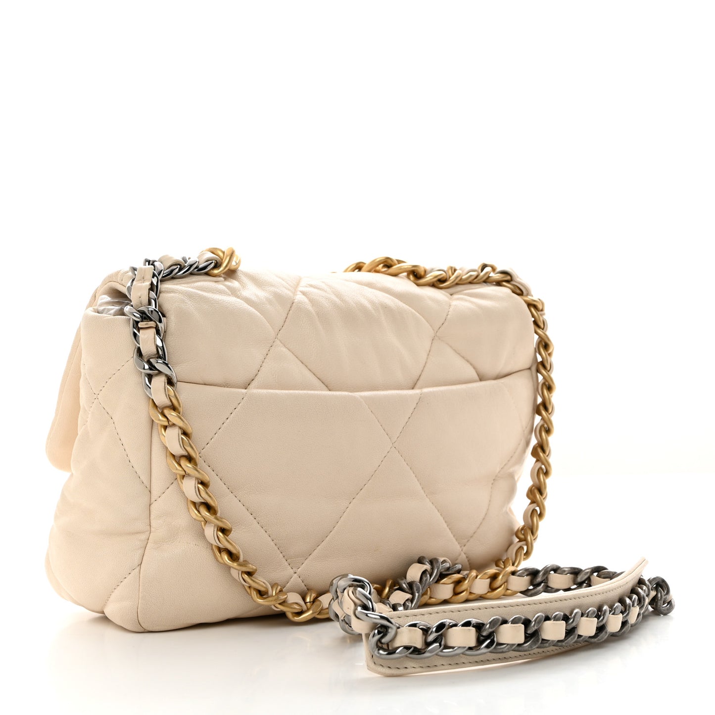 Lambskin Quilted Medium Chanel 19 Flap Beige