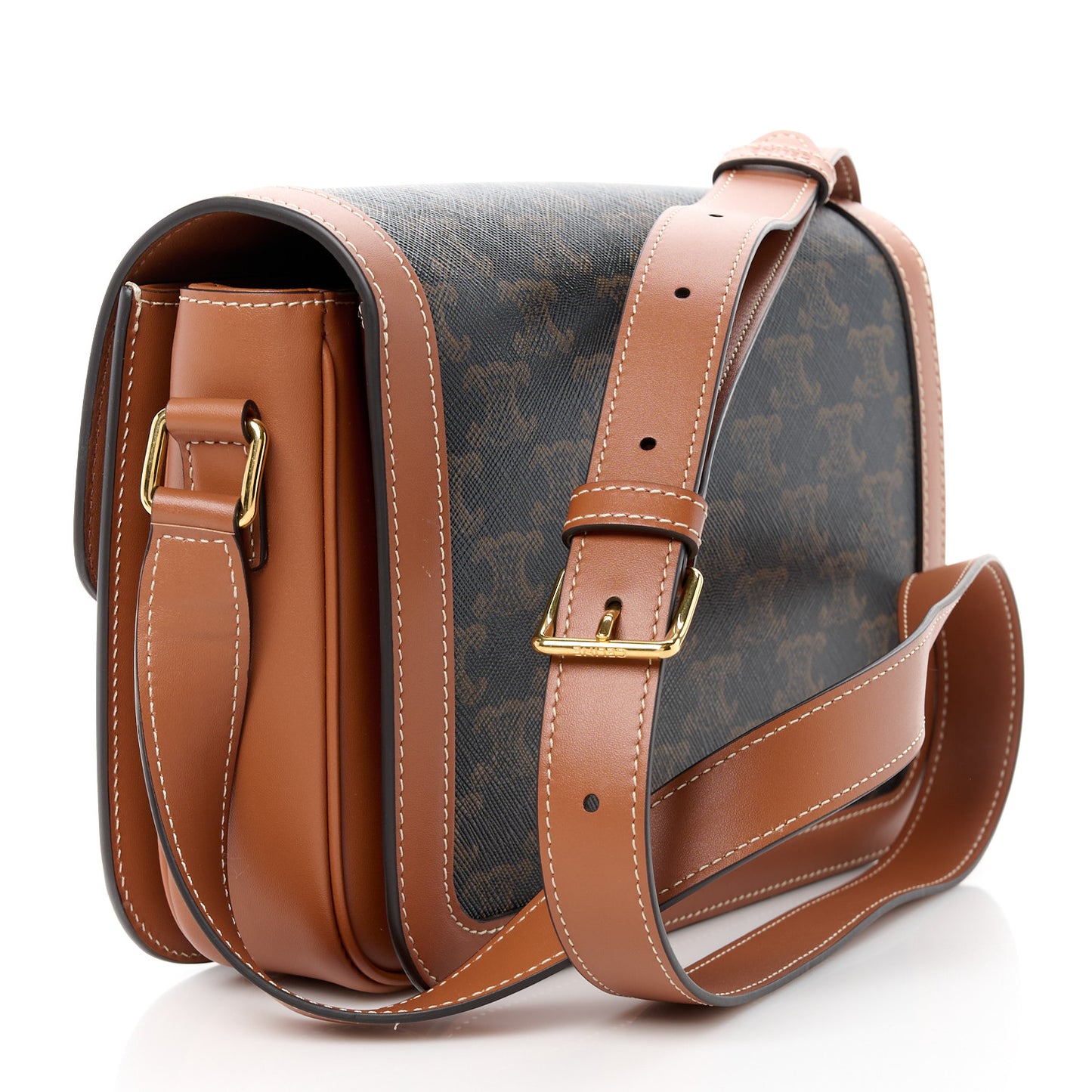 Triomphe Canvas Calfskin Medium Triomphe Bag Tan