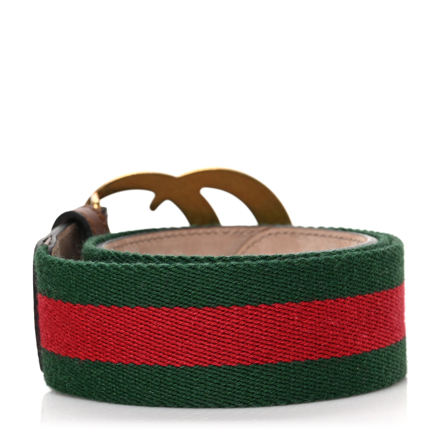 Nylon Calfskin Double G Web 40mm Belt 70 28 Green Red Cuir