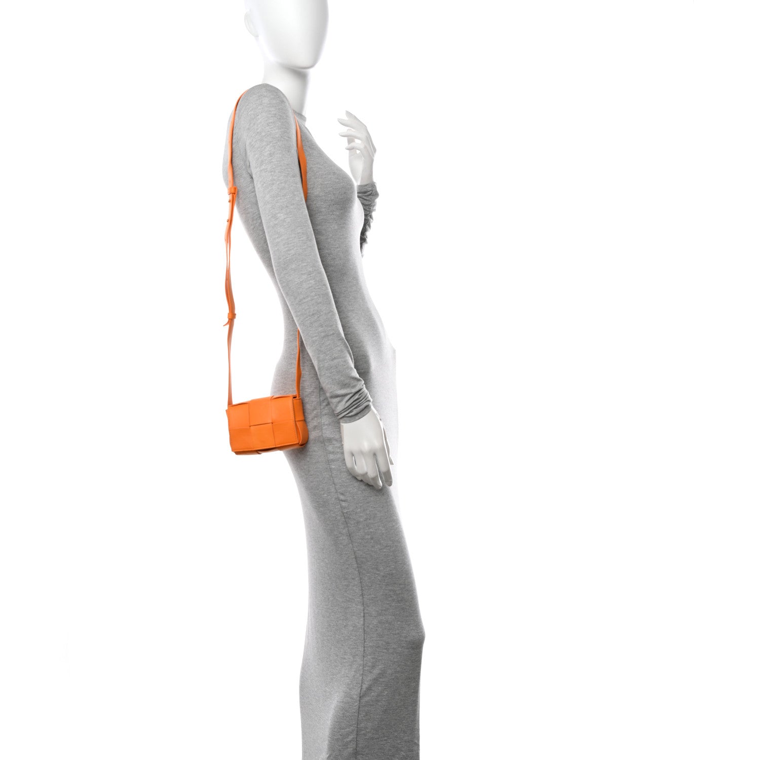 Bottega Veneta Lambskin Maxi Intrecciato Extra Mini Cassette Crossbody Bag Tangerine 2 of 10