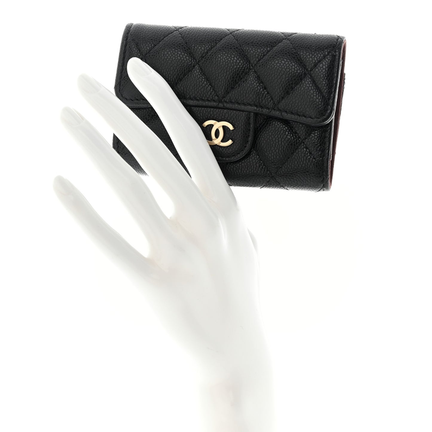 Caviar Quilted Classic 4 Key Holder Wallet Black