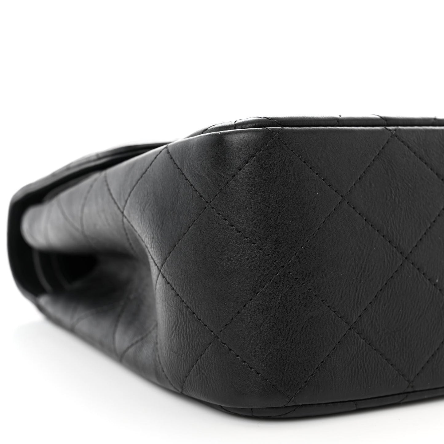 Crumpled Calfskin Quilted Jumbo Double Flap So Black