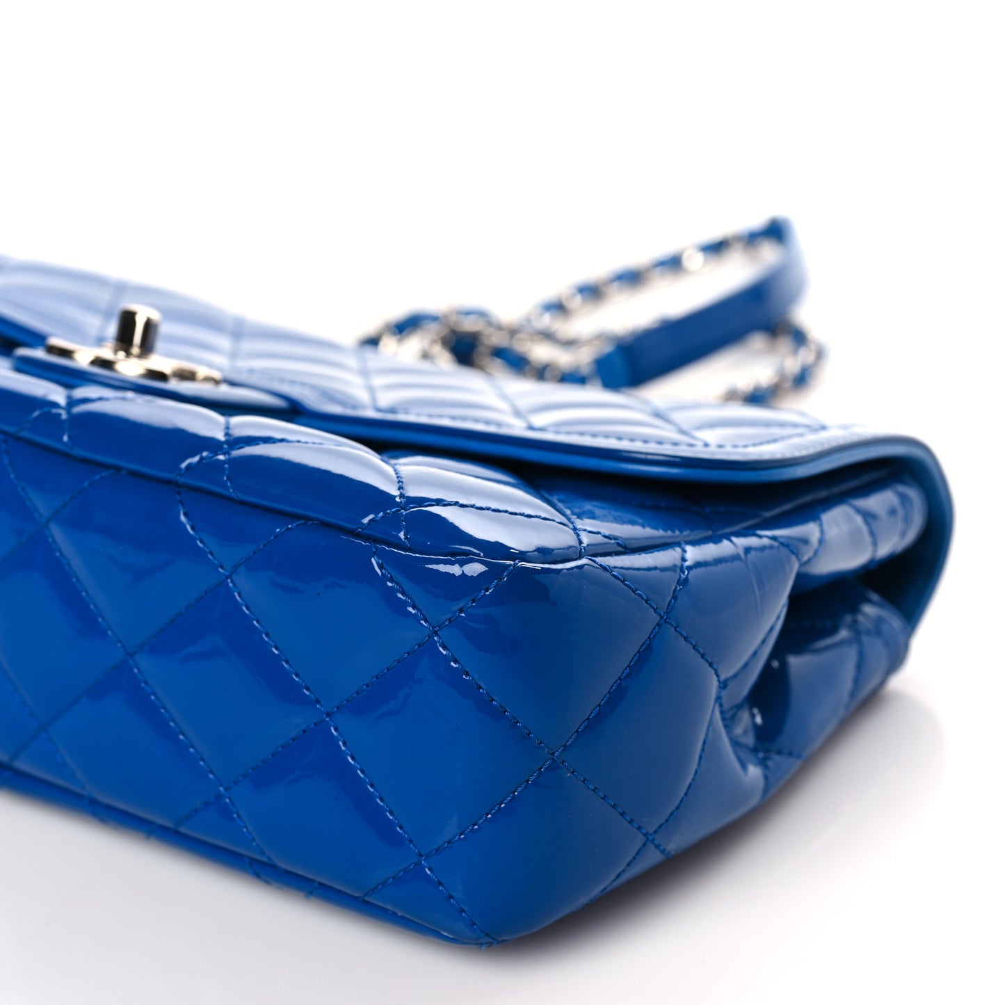 Patent Quilted Large Coco Shine Flap Blue