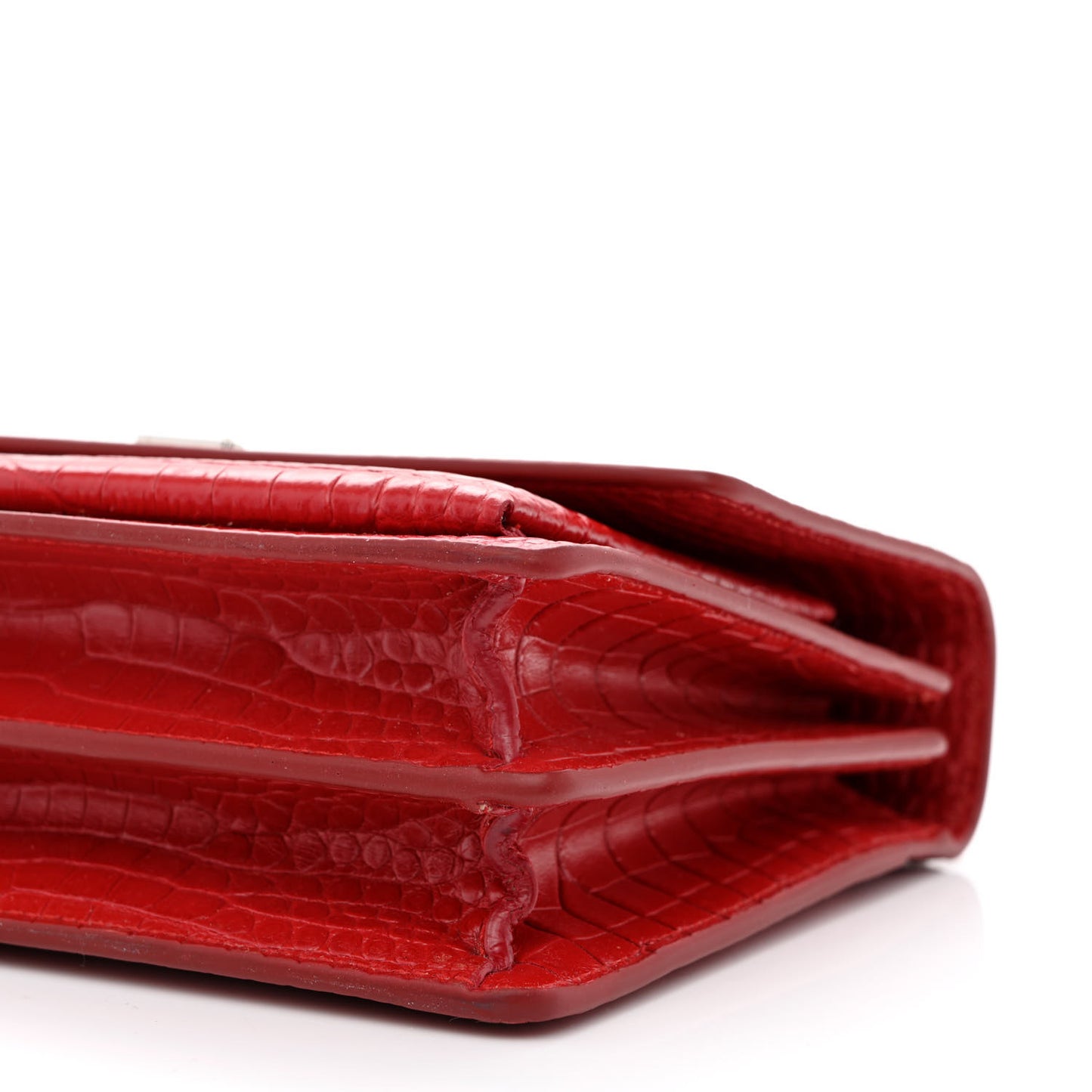Calfskin Crocodile Embossed Medium Monogram Sunset Rouge Eros