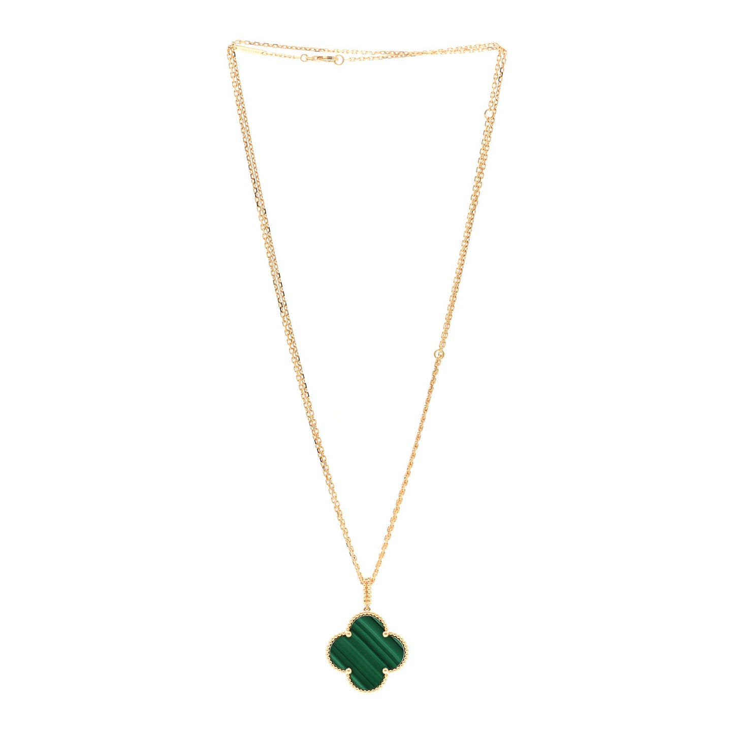 18K Yellow Gold Malachite Magic Alhambra Pendant Necklace