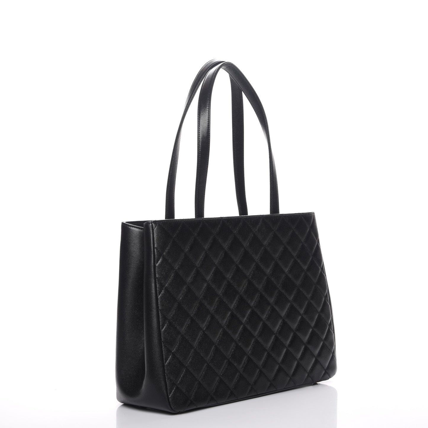 Caviar Quilted Large Business Affinity Shopping Bag Black