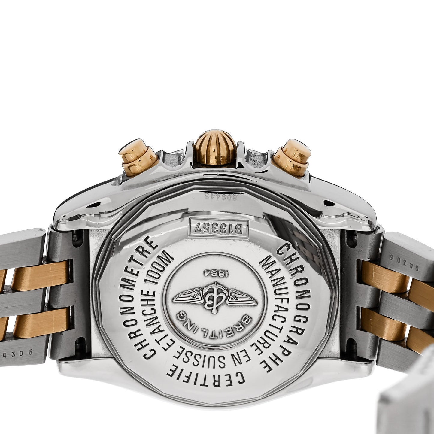 Stainless Steel 18K Yellow Gold Diamond 39mm Cockpit Chronograph Automatic Watch B13357