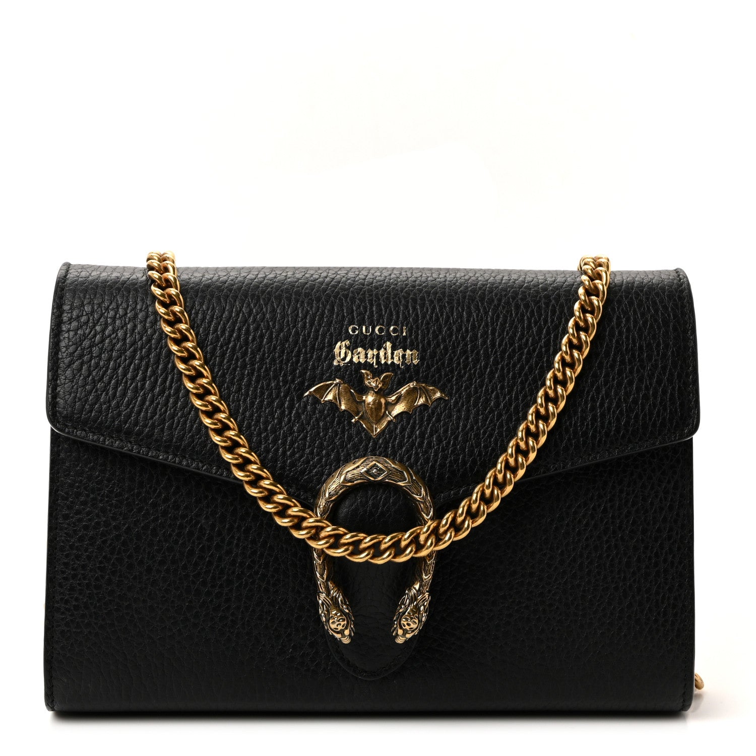 Gucci Calfskin Garden Dionysus Chain Wallet Black 1809962