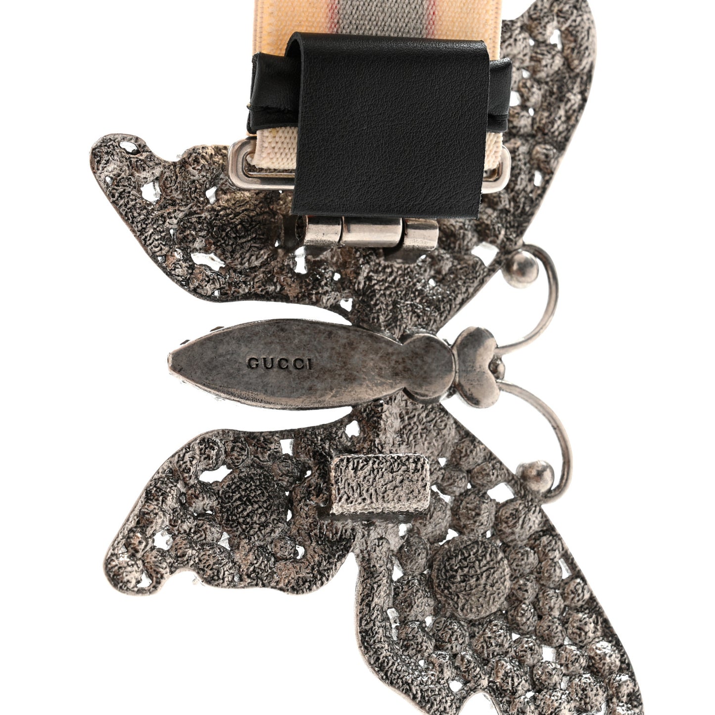 Jacquard Crystal Stripe Butterfly Belt 100 40 White