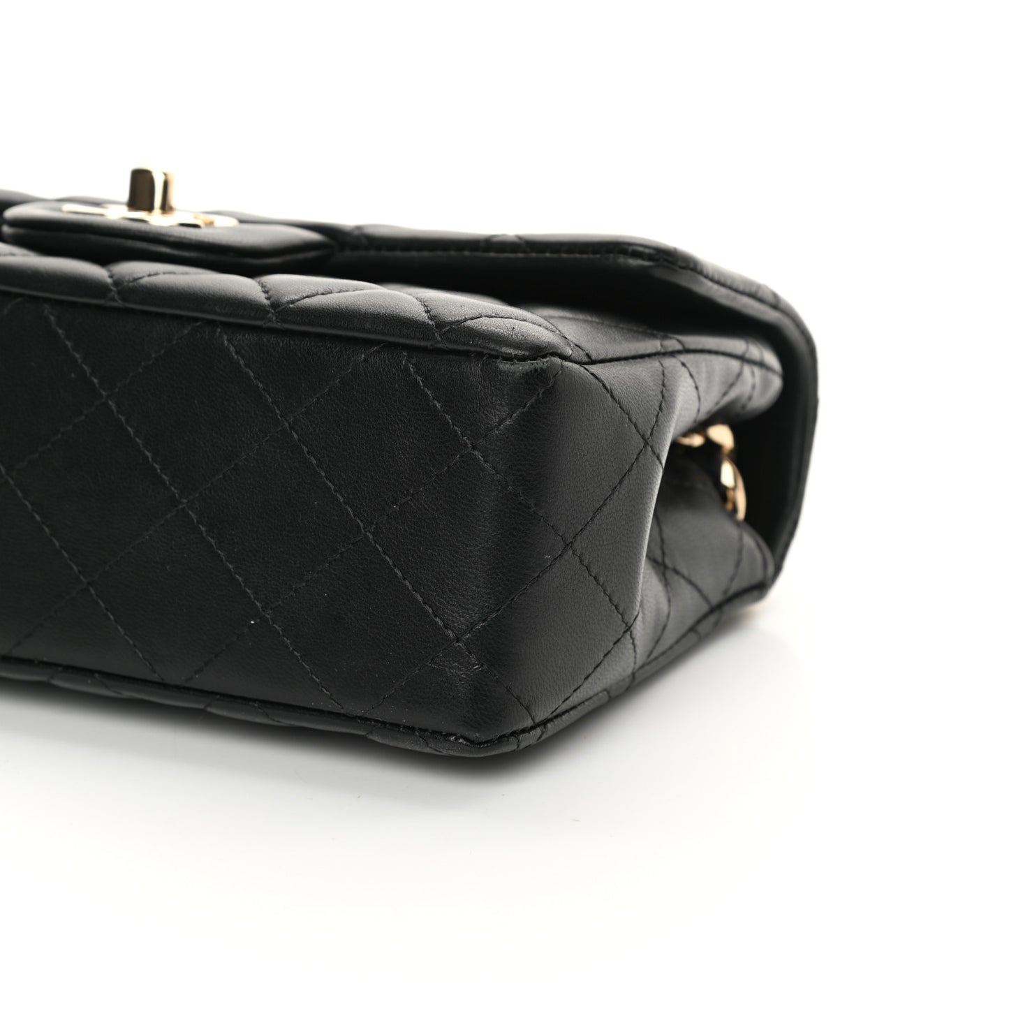 Lambskin Quilted Mini Coco Charms Rectangular Flap Black