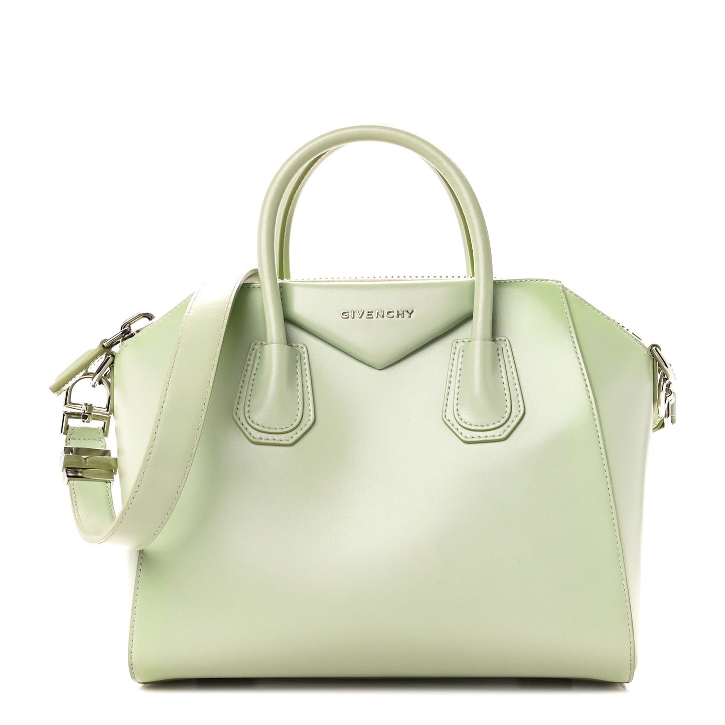 Shiny Lord Calfskin Mini Antigona Aqua Green