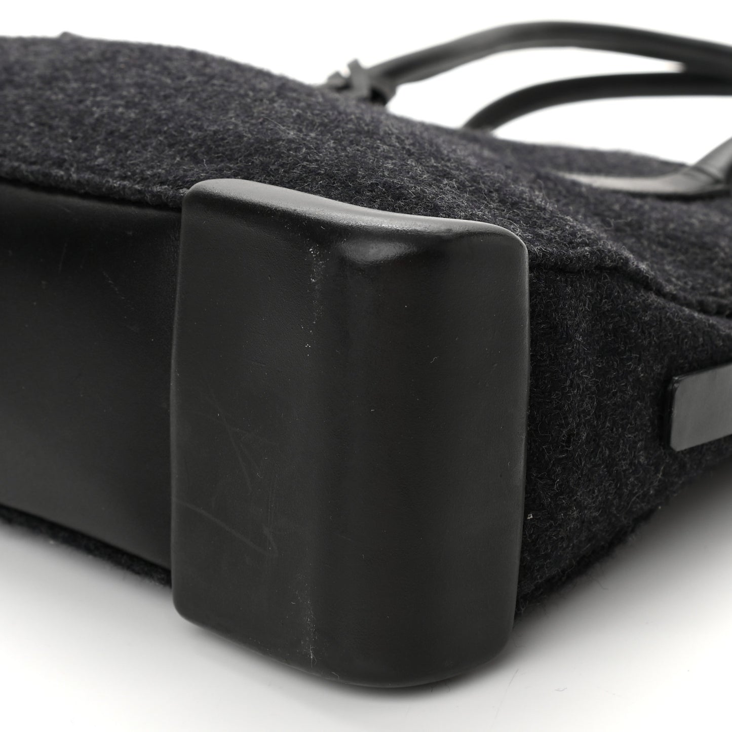 Calfskin Wool Top Handle Bag Dark Grey
