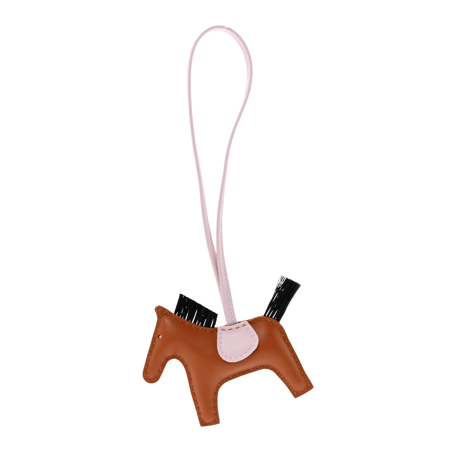 Hermes Milo Lambskin Horse Hair Grigri Rodeo Horse Bag Charm PM Gold Mauve Pale Black 1 of 5