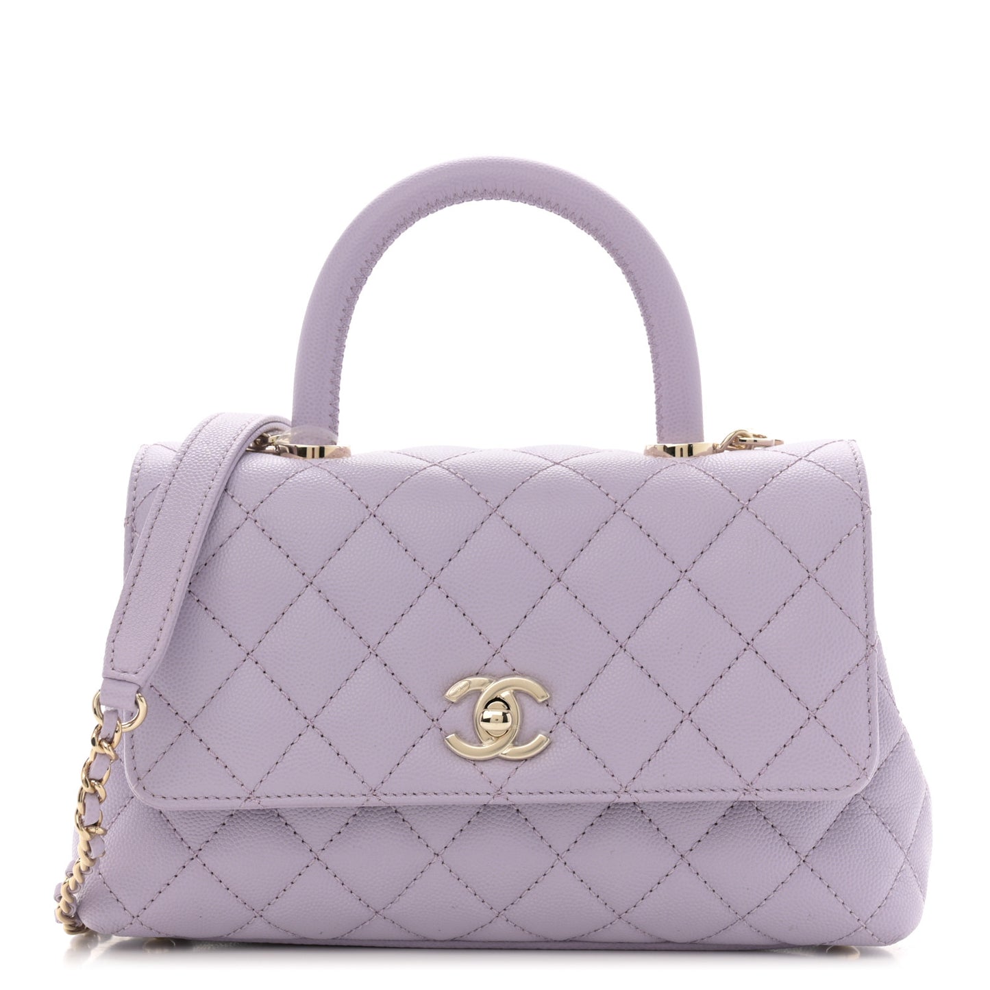 Caviar Quilted Mini Coco Handle Flap Light Purple