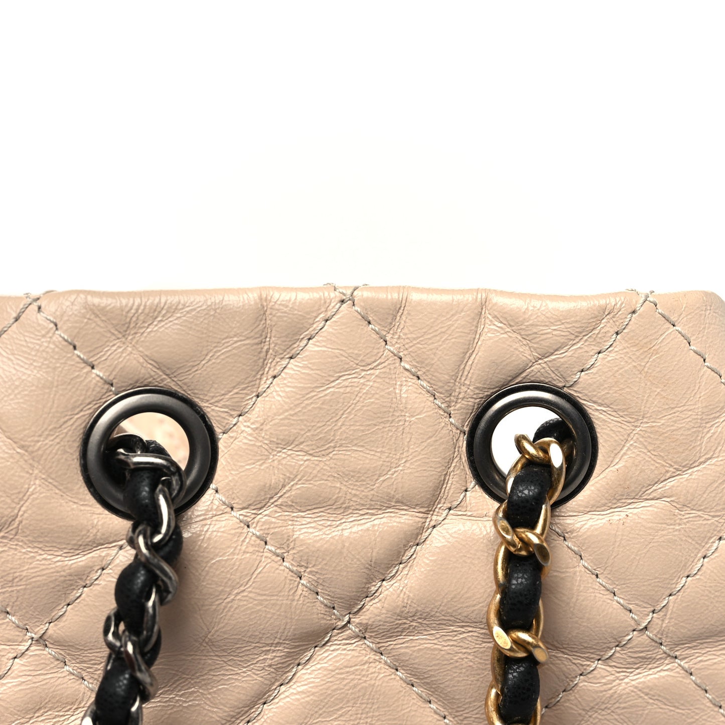 Aged Calfskin Quilted Small Gabrielle Backpack Beige Black