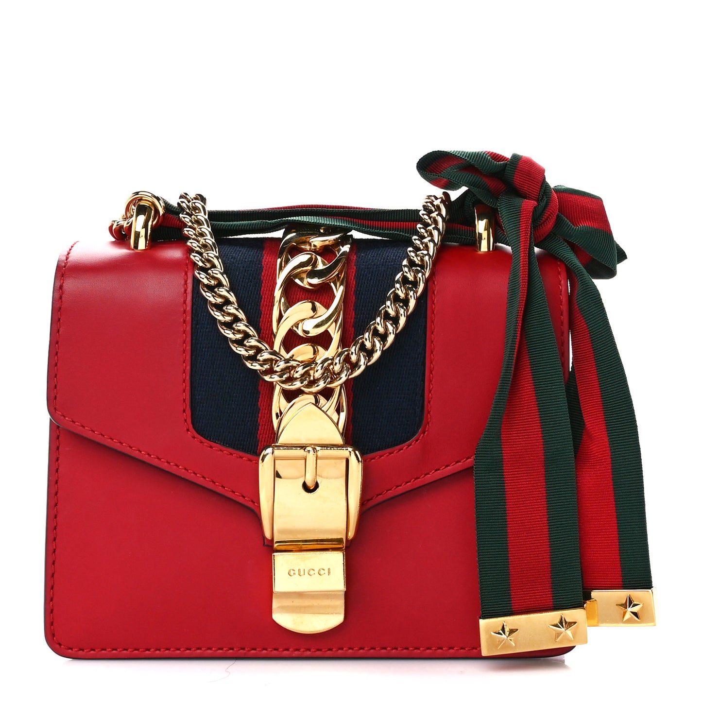 Calfskin Mini Sylvie Chain Shoulder Bag Hibiscus Red