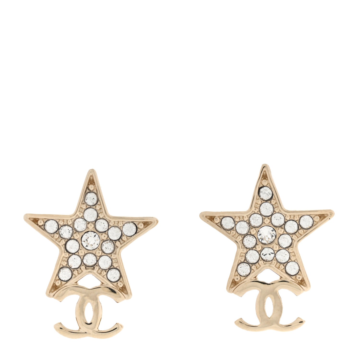Chanel Crystal Star CC Earrings Gold 1 of 5