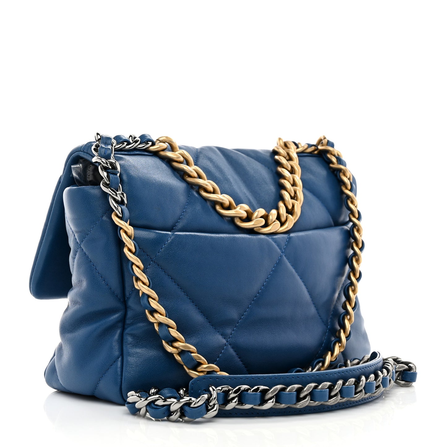 Lambskin Quilted Medium Chanel 19 Flap Blue