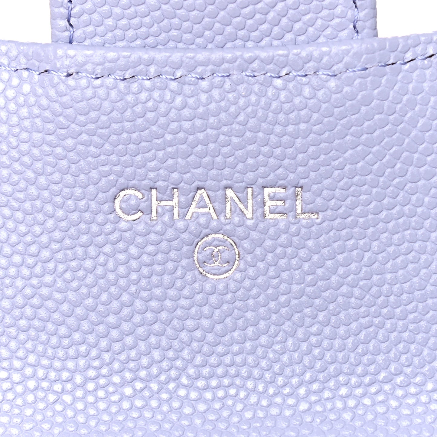 Caviar Quilted Flap Card Holder Wallet Light Purple