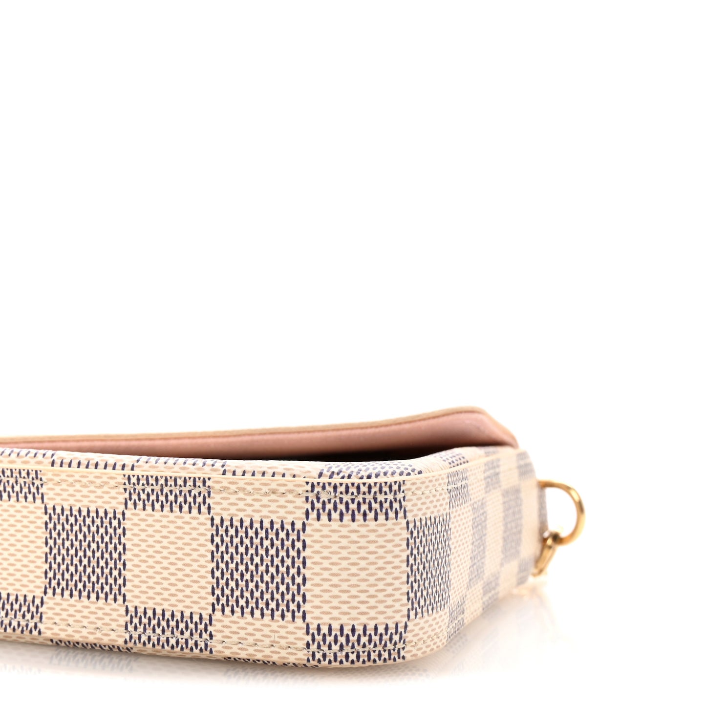Damier Azur Pochette Felicie Chain Wallet Rose Ballerine
