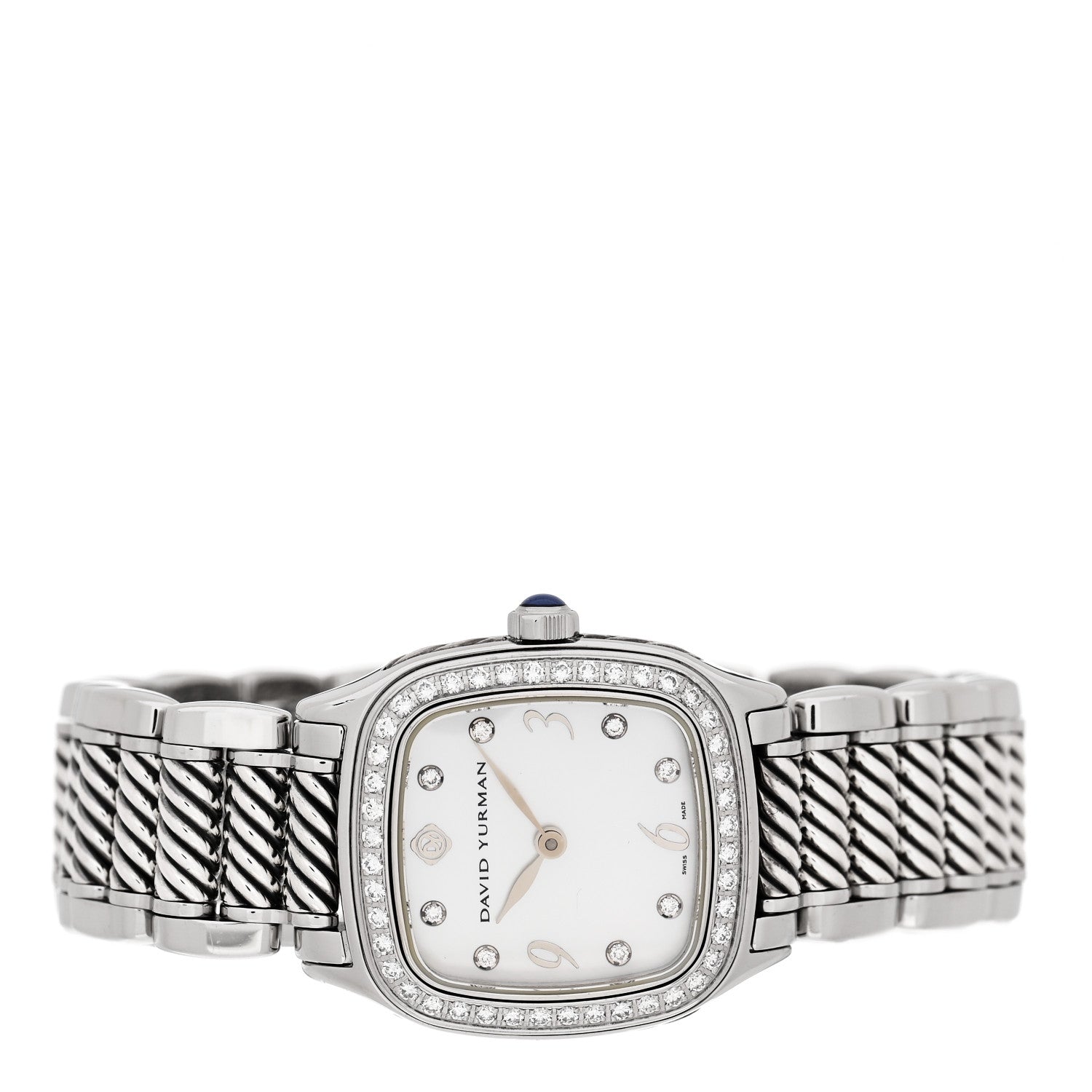 David Yurman Stainless Steel Diamond Bezel Mother of Pearl 25mm Thoroughbred Quartz Watch 2 of 4