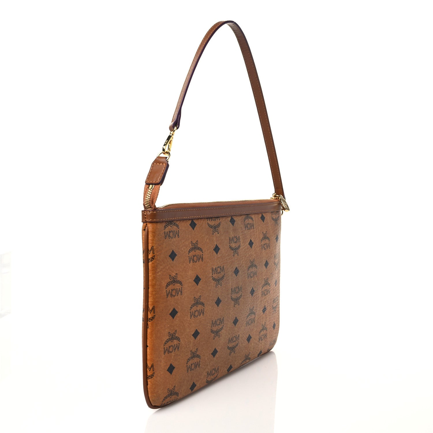 MCM Visetos Liz Shopper Tote Pouch Cognac 2 of 7