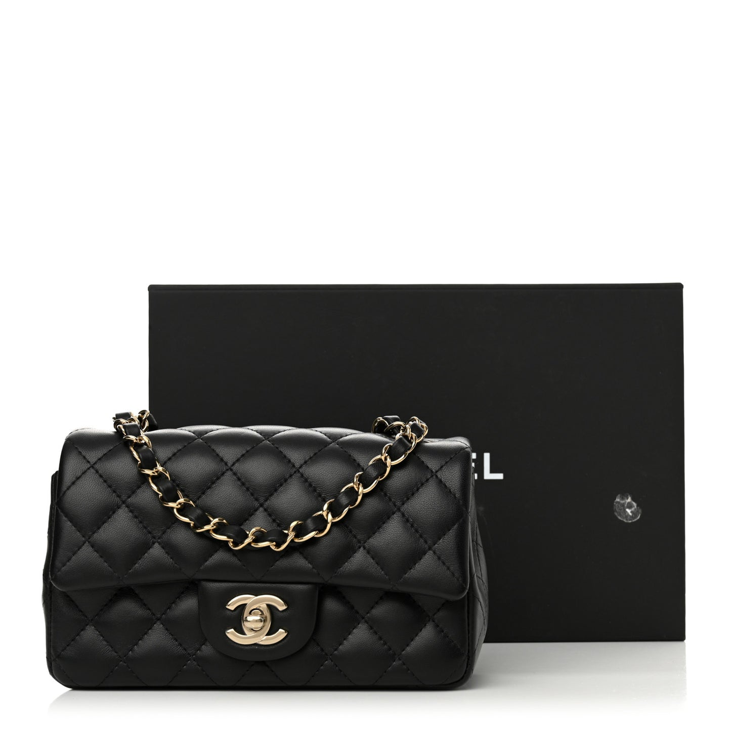 Lambskin Quilted Mini Rectangular Flap Black