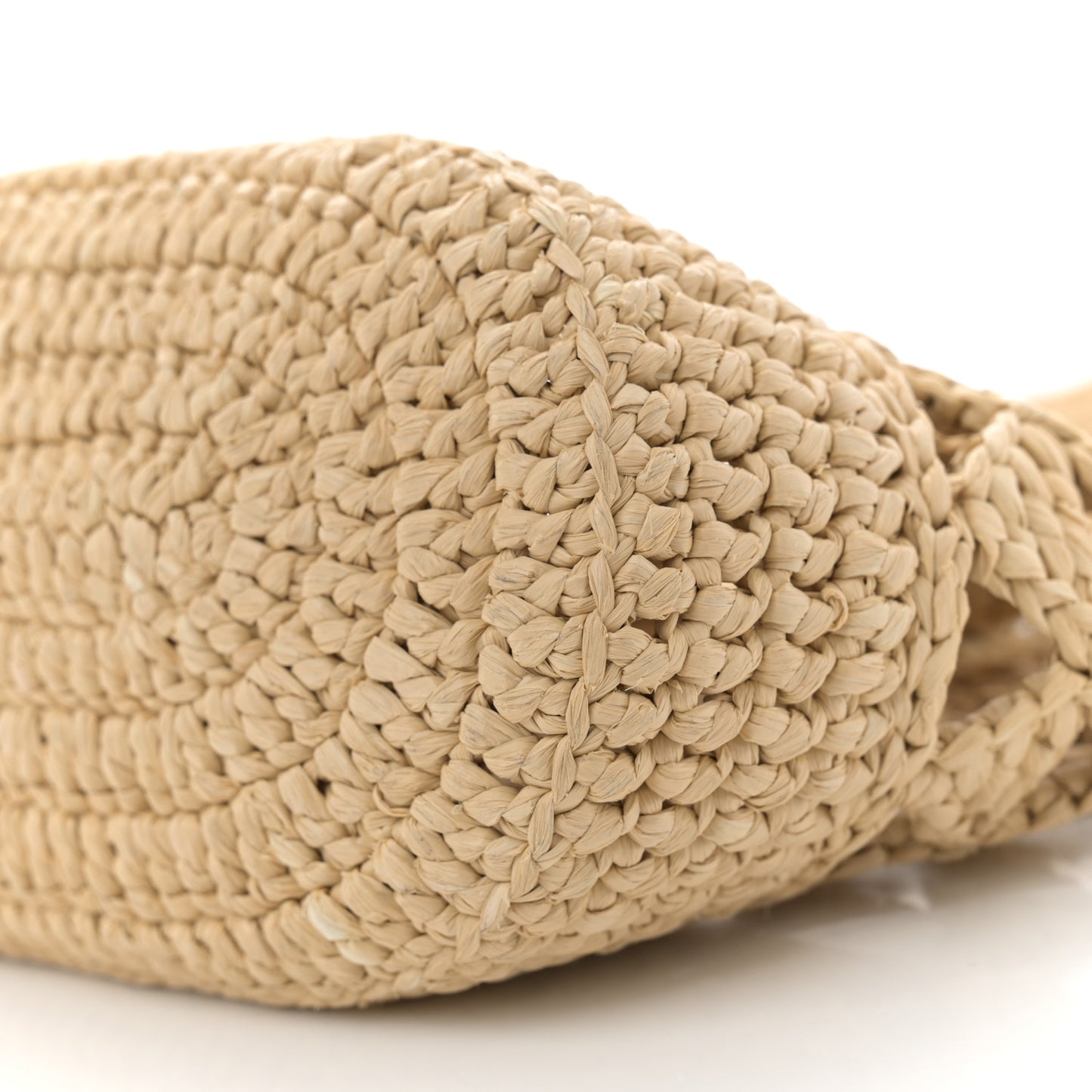 Yarn Raffia Effect Crochet Embroidered Mini  Logo Tote Naturale