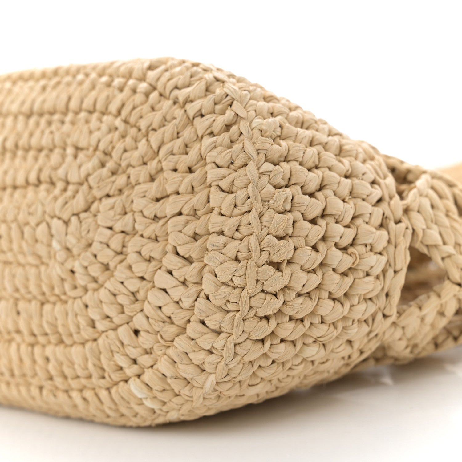 Prada Yarn Raffia Effect Crochet Embroidered Mini  Logo Tote Naturale 9 of 11